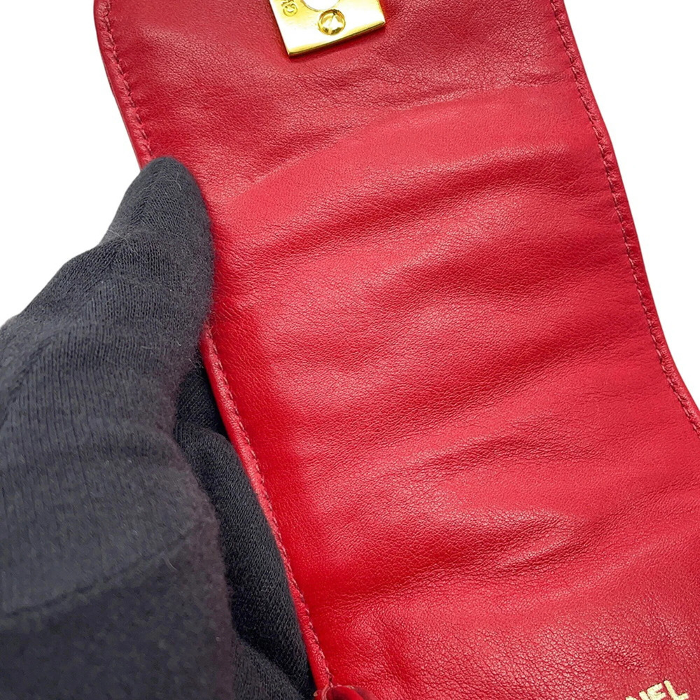 CHANEL Red Lambskin Leather Logo Pochette Wallet - Picture 10 of 16